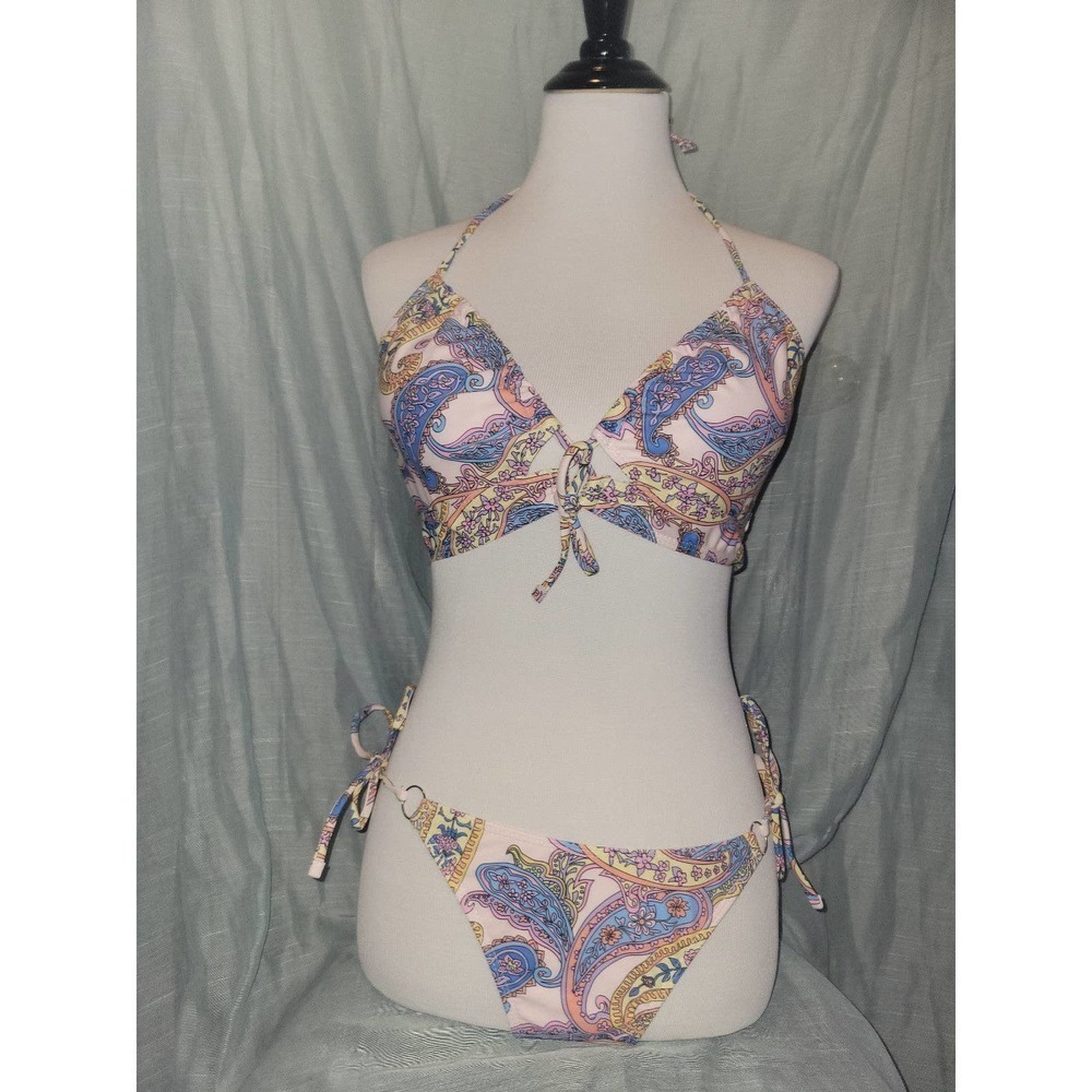 NWOT Paisley tie up Bikini large